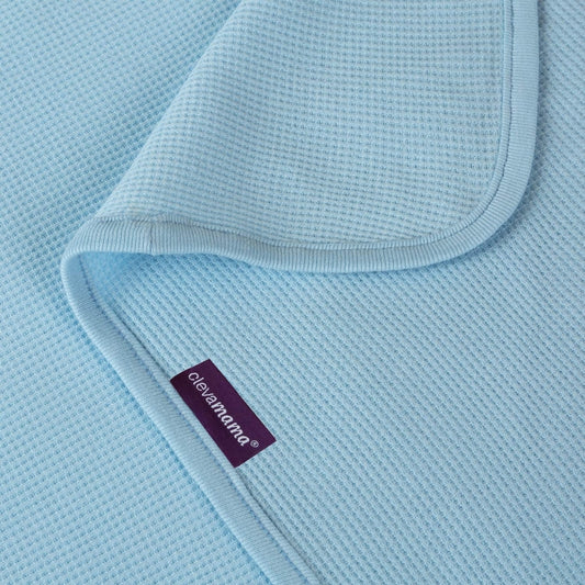 ClevaMama Waffle Weave Cotton Baby Blanket, Blue