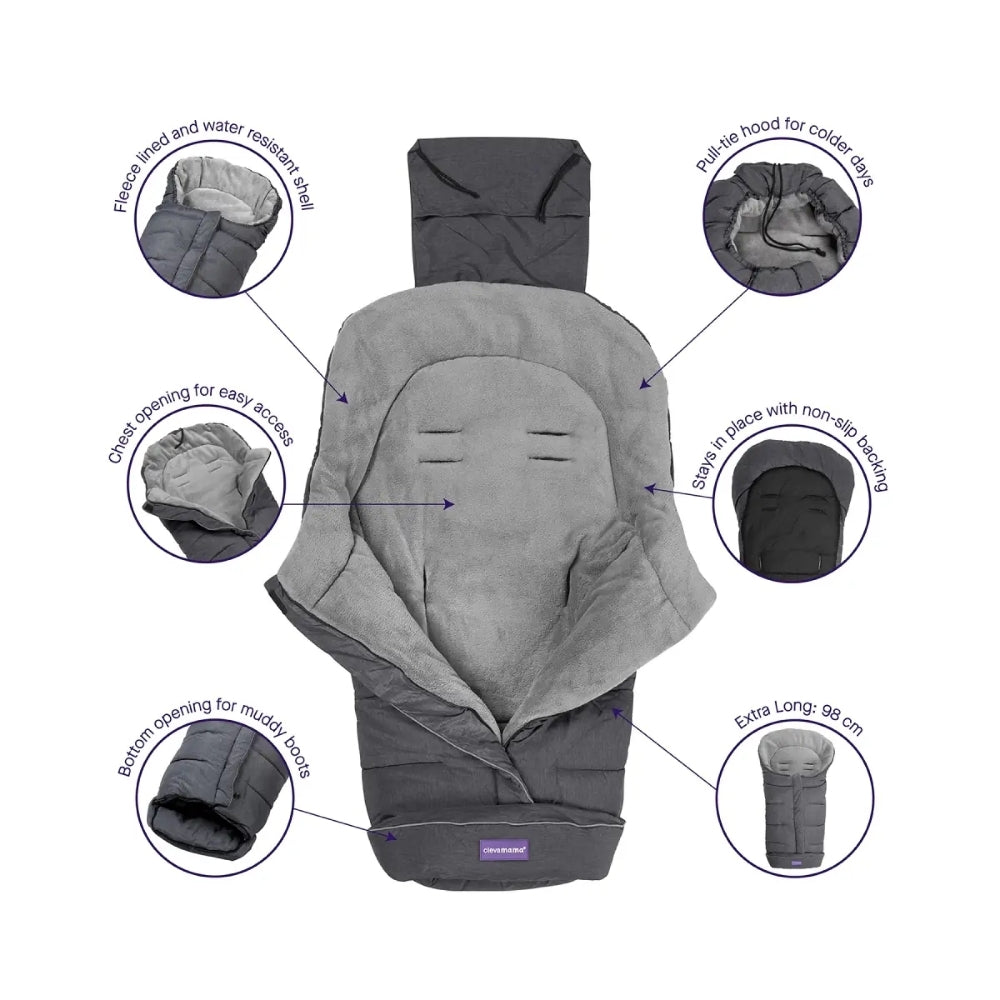 ClevaMama Universal Footmuff, Grey