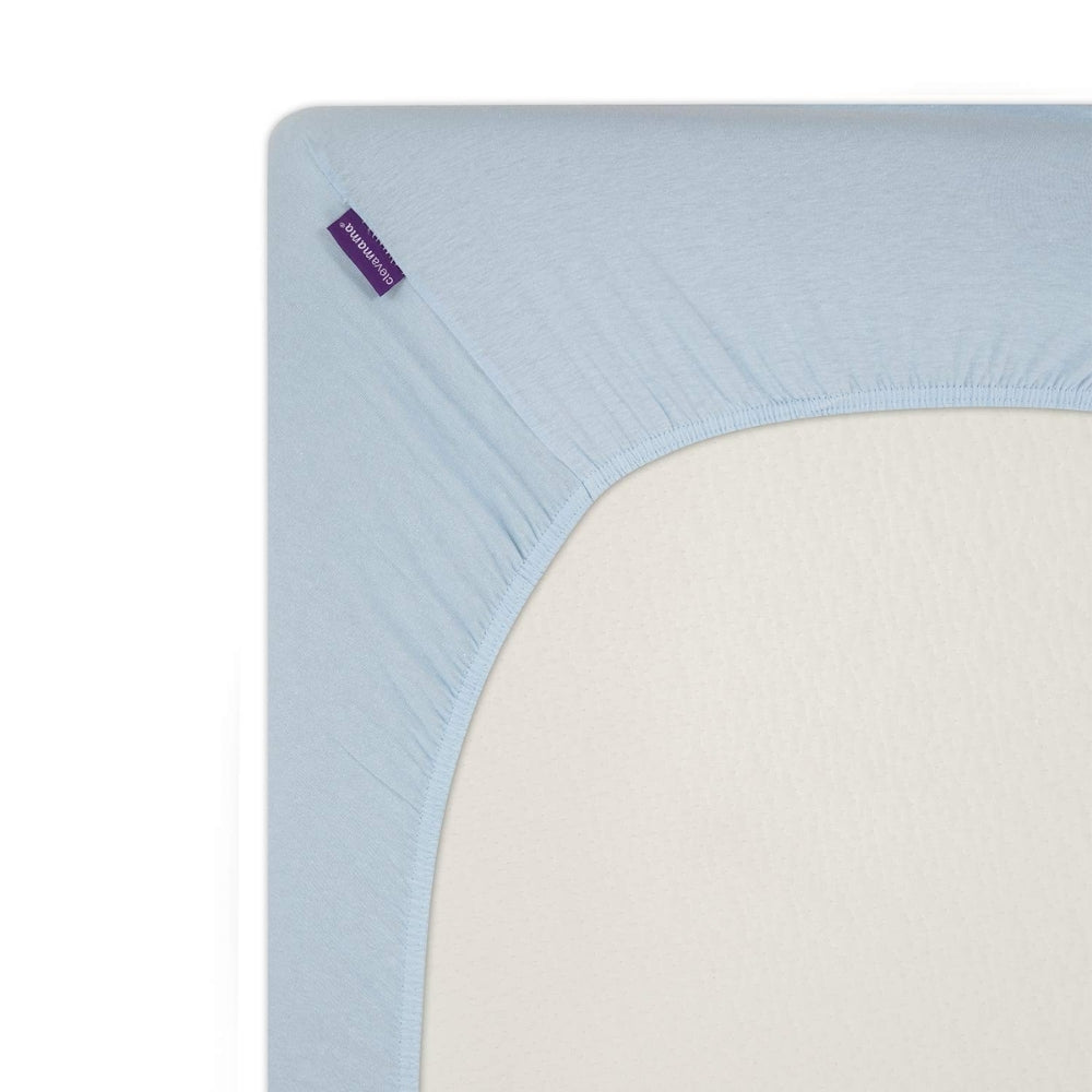 ClevaMama 2pk Jersey Cotton Fitted Sheets for Cotbed, Blue