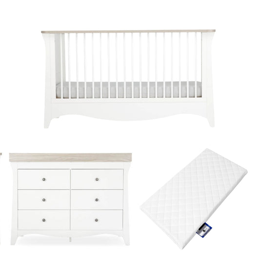 CuddleCo Clara Luxe 2pc Room Set, White/Ash