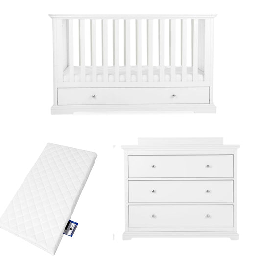CuddleCo Beaumont 2pc Nursery Room Set & Mattress, White