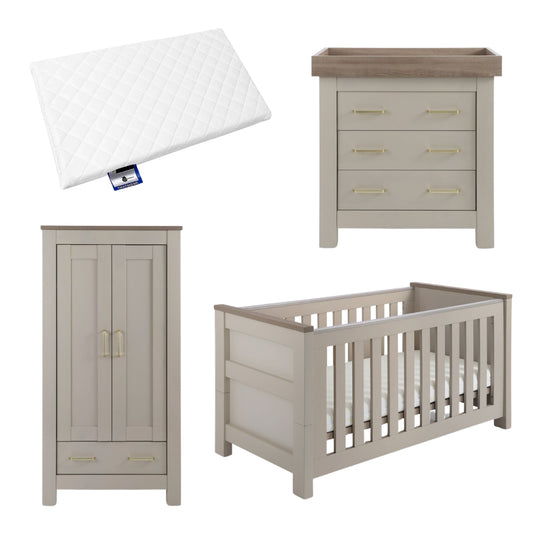 Babystyle Bordeaux 3pc Nursery Set & Mattress, Oatmeal
