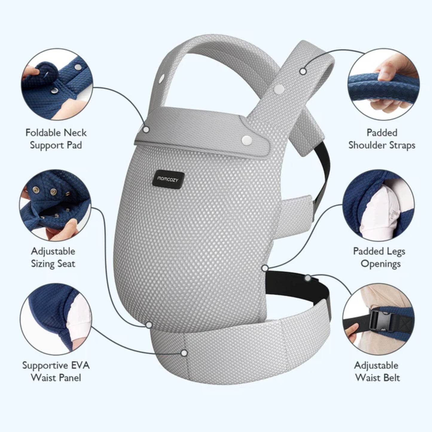 Momcozy Air Mesh Baby Carrier, Grey