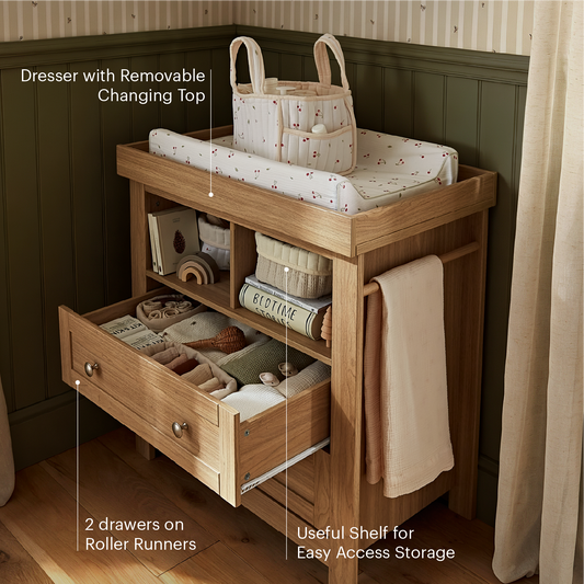 CuddleCo Burford Dresser Changer - Oak