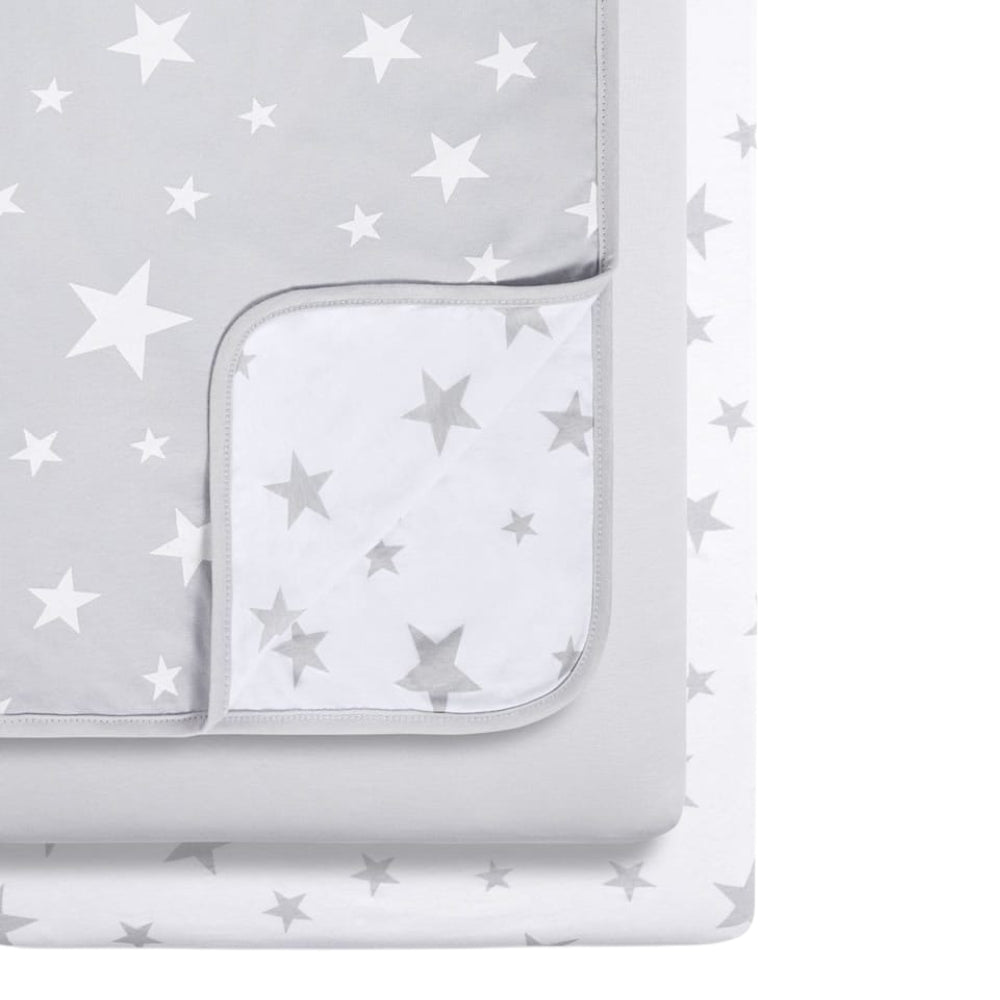 Snüz 3pc Crib Bedding Set, Grey Star