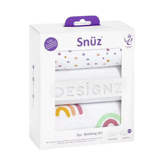 Snüz 3pc Crib Bedding Set, Multi Rainbow