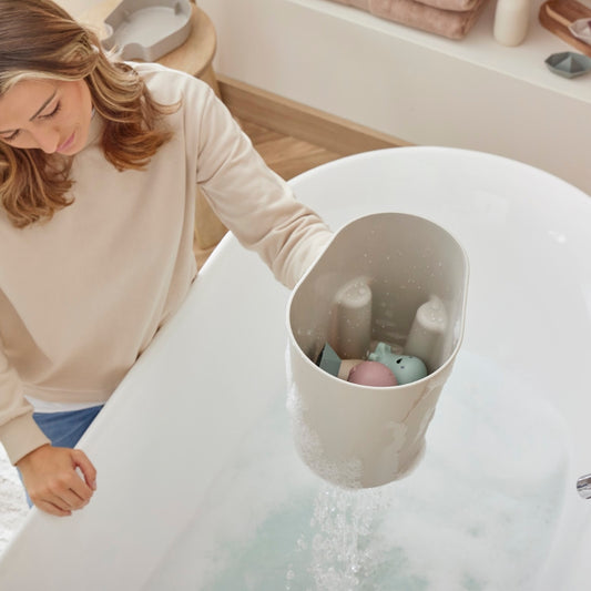 Shnuggle Ellie Bath Toy Storage Bin, Taupe