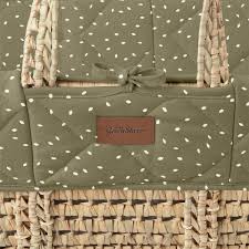 The Little Green Sheep Quilted Moses Basket Juniper Rice