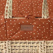 The Little Green Sheep Quilted Moses Basket Terracotta Rice