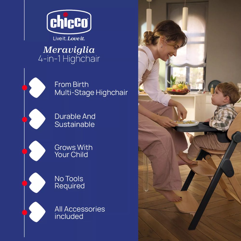 Chicco Meraviglia 4-in-1 Highchair, Ebony