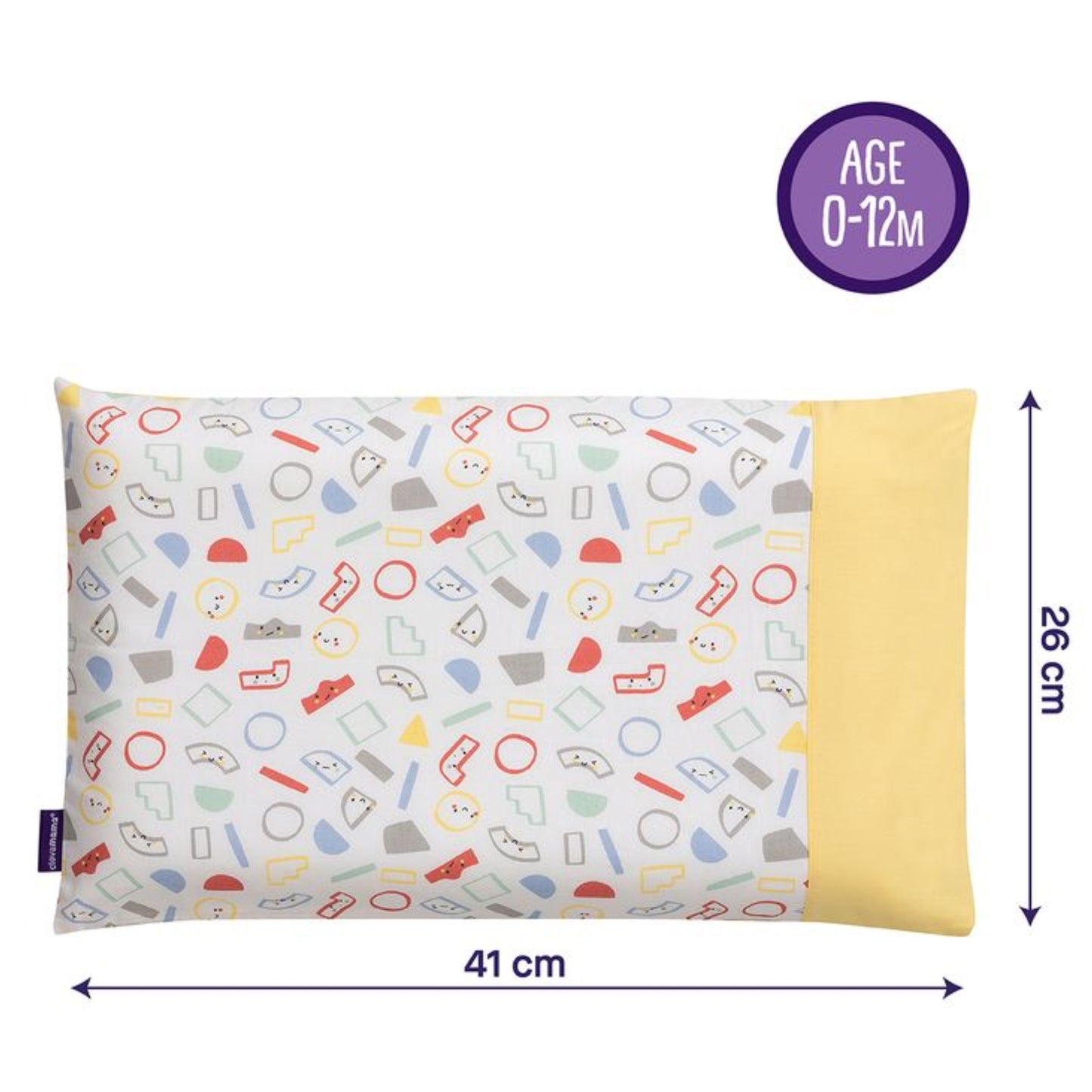 Clevamama Baby Pillow Case, Grey and Yellow