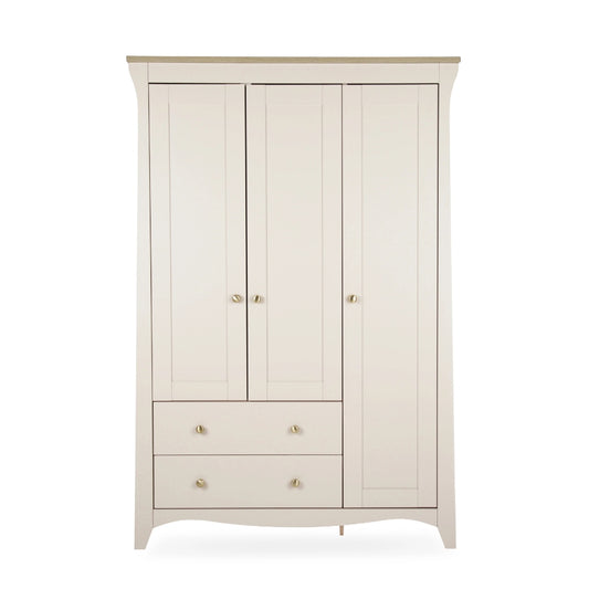 CuddleCo Clara Triple Wardrobe 2 Drawer, Cashmere/Ash