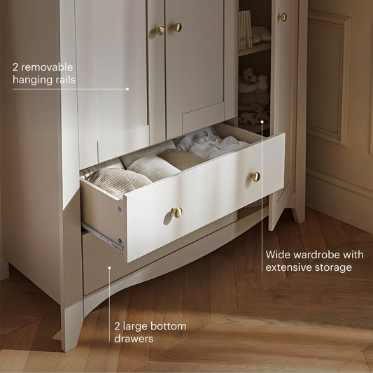 CuddleCo Clara Triple Wardrobe, Cashmere/Ash