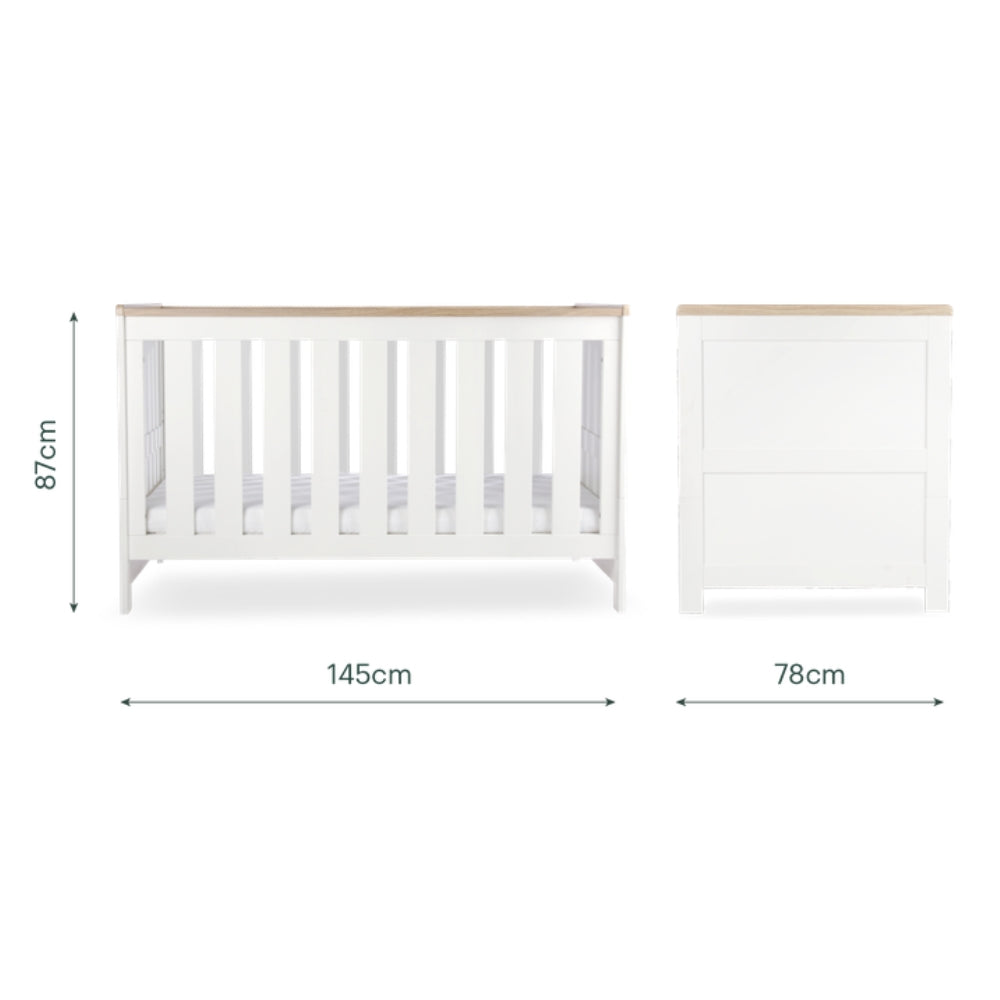 CuddleCo Burford Cot Bed and Mattress, White/Oak