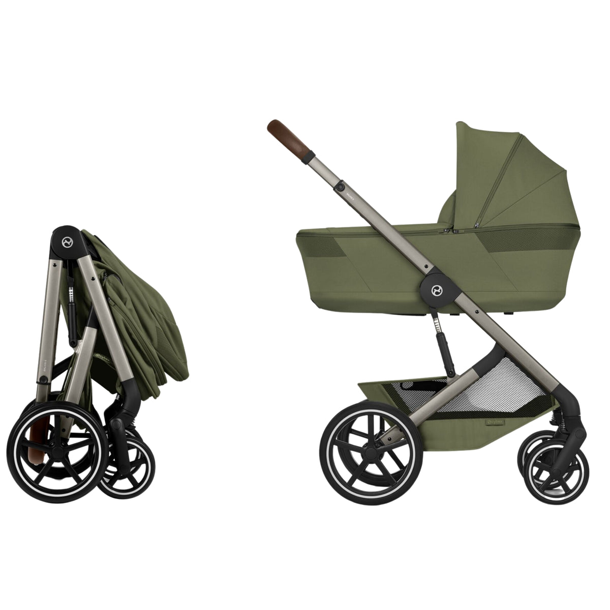 Cybex Balios + Fold Cot Bundle, Moss Green