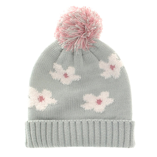 Ziggle Flowers Wooly Hat & Mittens, 0-12m