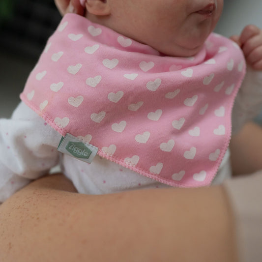 Ziggle 4pc Bandana Dribble Bibs, Hearts and Bows