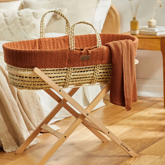 The Little Green Sheep Knitted Cellular Blanket, Terracotta