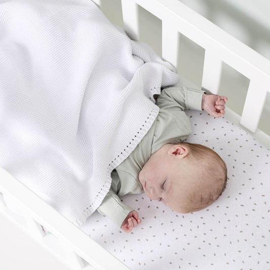 The Little Green Sheep Knitted Cellular Blanket, White