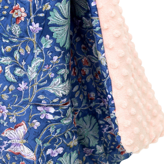 Little Love 3PH Car Seat Blanket, Navy & Pink Wildflower