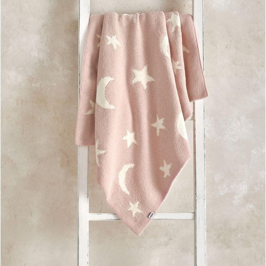 Mamas & Papas Chenille Blanket, Pink Moon/Star