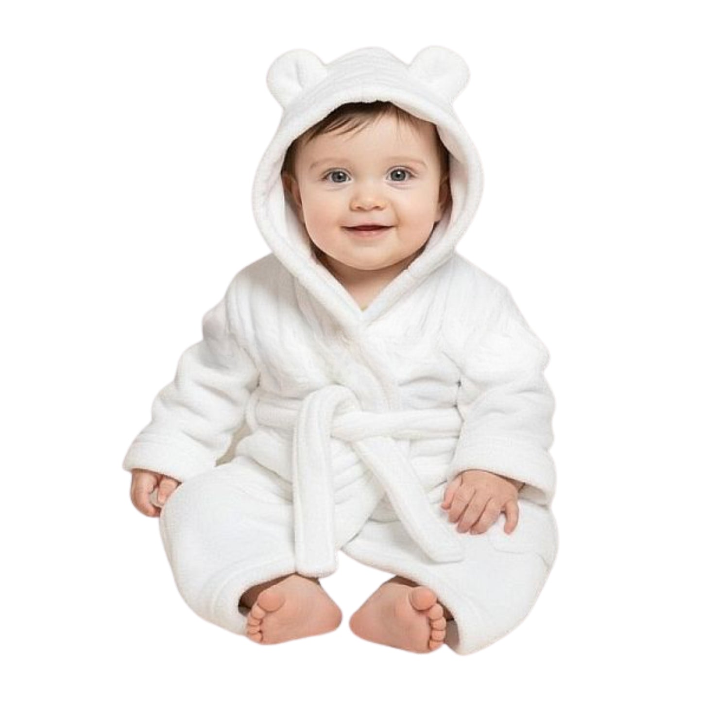 Snuggle Baby White Bath Robe, 3-6 Months