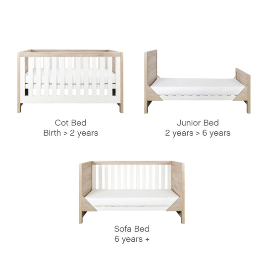 Tutti Bambini Modena 2 Piece Room Set & Mattress, White/Oak