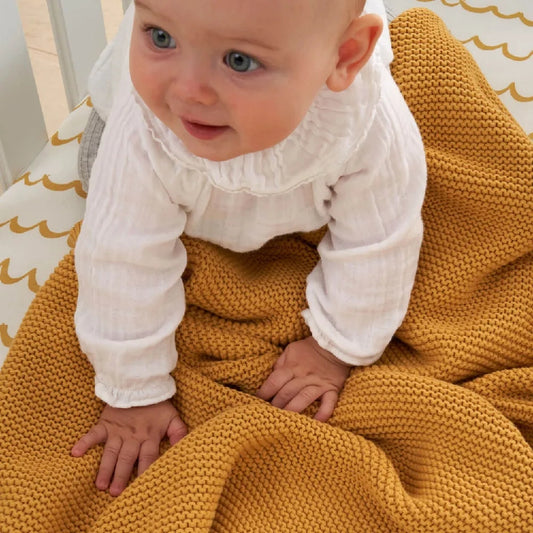 Tutti Bambini Chunky Knitted Blanket, Ochre