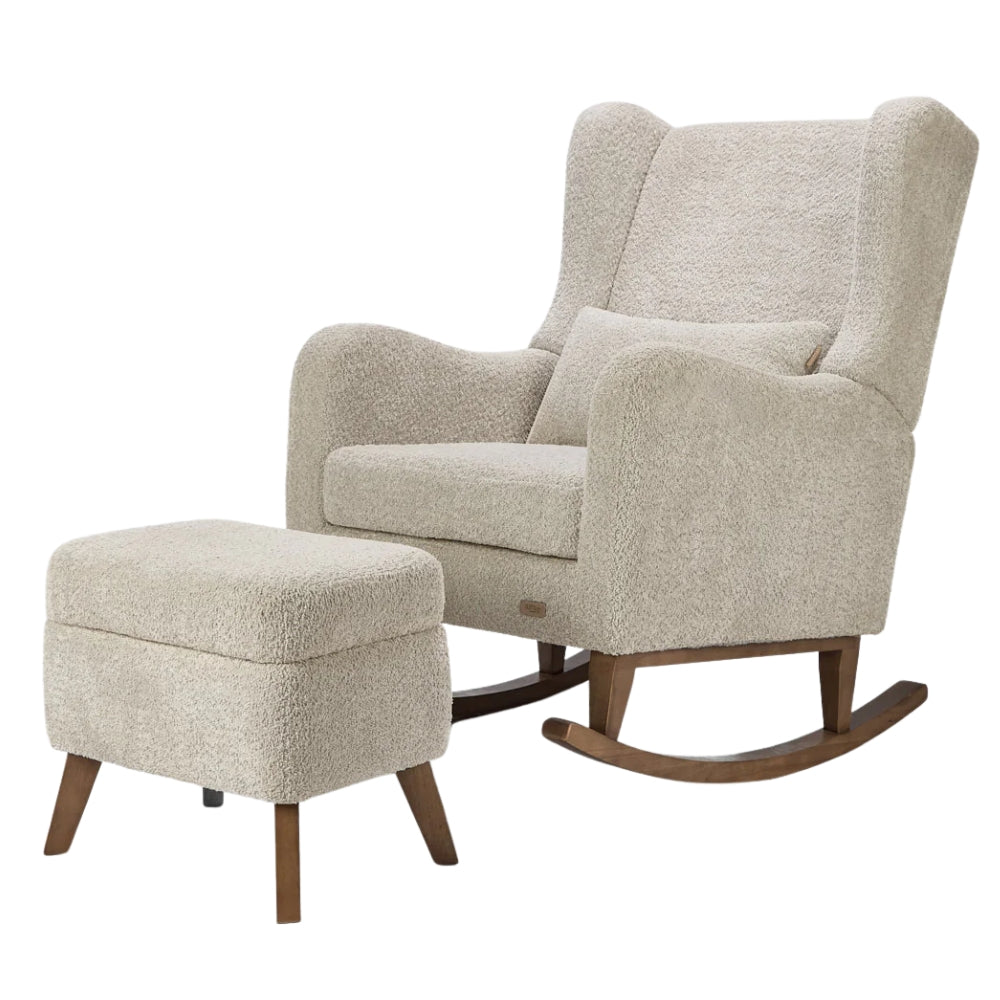 Tutti Bambini Harper Wingback Rocking Chair & Foot Stool, Teddy Mushroom