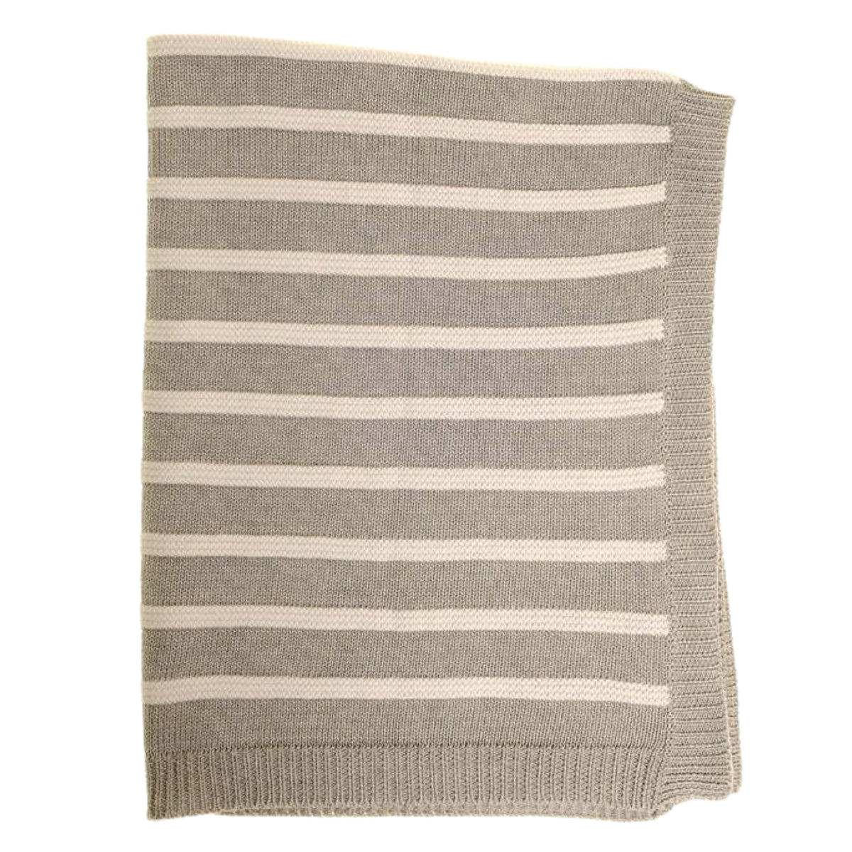 Ziggle Knitted Blanket, Grey & White Stripes