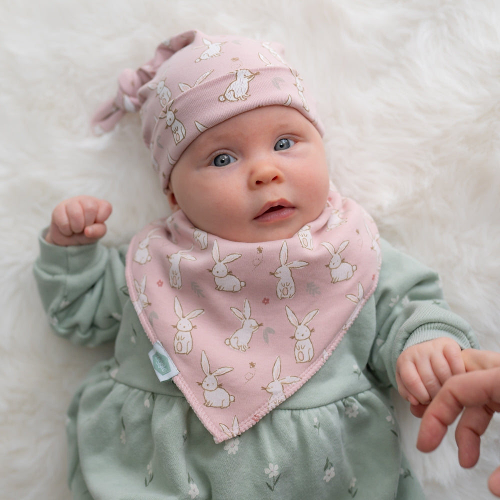 Ziggle Knotted Hat, Pink Bunnies