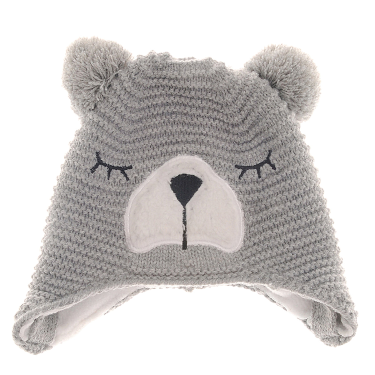 Ziggle Grey Bear Wooly Hat & Mittens, 12-24m