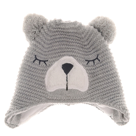 Ziggle Grey Bear Wooly Hat & Mittens, 12-24m