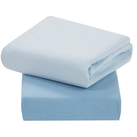 Clevamama Cotton Fitted Sheets 2 pack Cotbed Blue