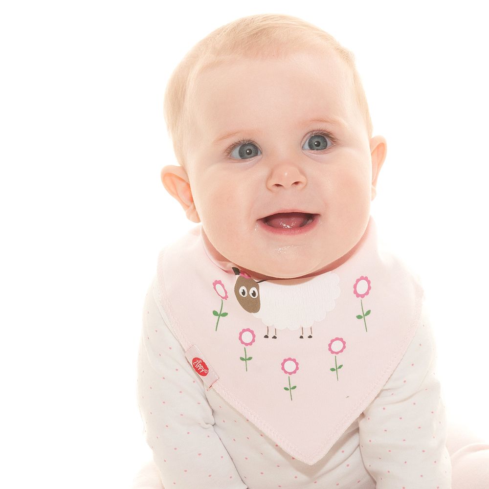 Ziggle Cute Pink Sheep Print Bib