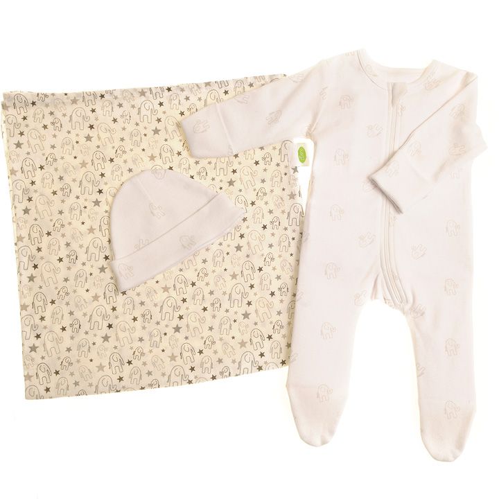 Ziggle Elephant Zip Sleepsuit Set 3-6 Grey