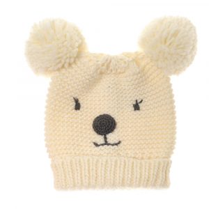 Ziggle Cream Bear Bobble Hat 12-24 Months