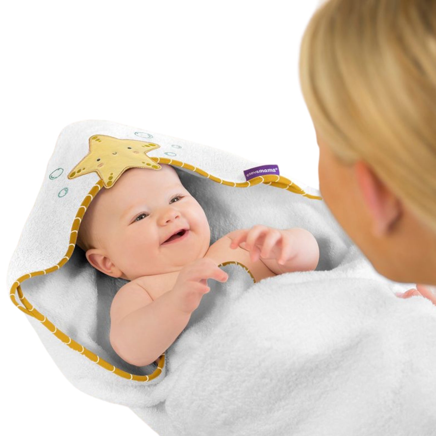 ClevaMama Bamboo XL Apron Bath Towel, White/Honey