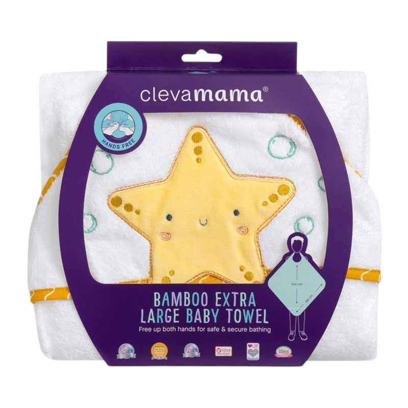 ClevaMama Bamboo XL Apron Bath Towel, White/Honey