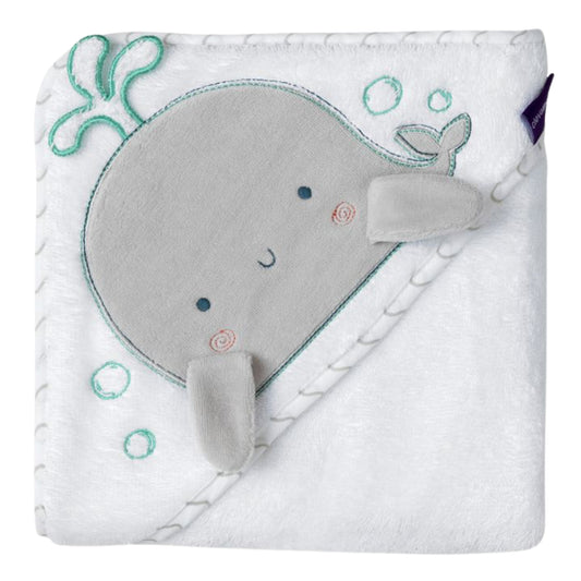 ClevaMama Bamboo XL Apron Bath Towel, White/Grey