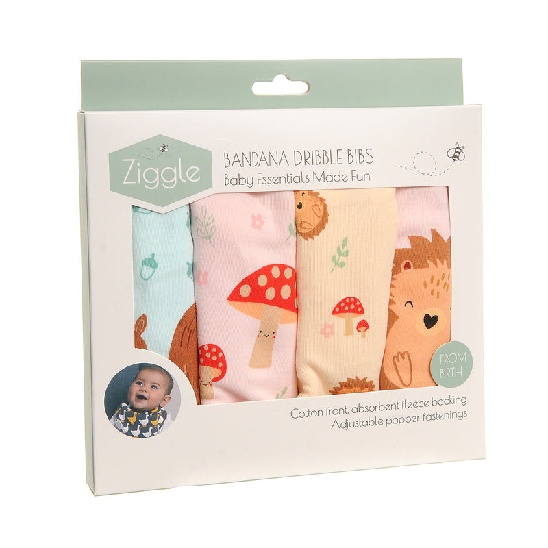 Ziggle 4pc Bandana Dribble Bibs, Woodland