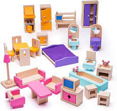 Le Toy Van Blue Belle Wooden Dolls House With Furniture