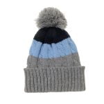 Blue and Grey Cable Knit Bobble Hat