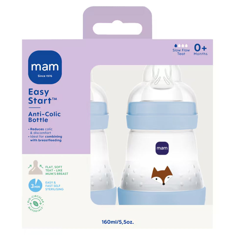 MAM 2pc Easy Start Bottles 160ml, Blue