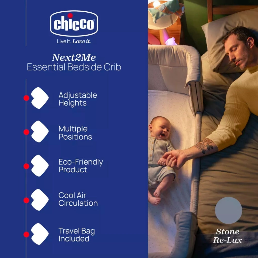 Chicco Next2Me Essential Bedside Crib, Stone