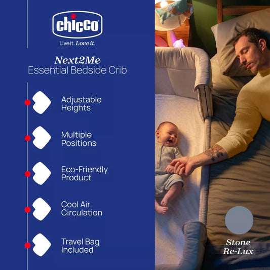 Chicco Next2Me Essential Bedside Crib, Stone