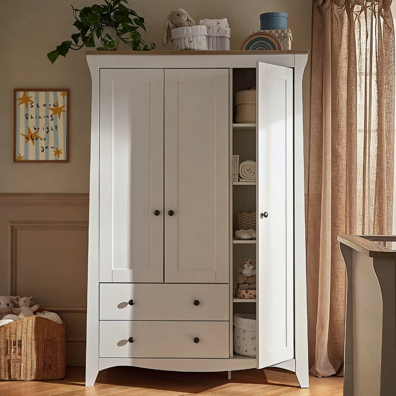 CuddleCo Clara Luxe Triple Wardrobe, White/Ash
