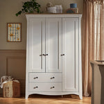CuddleCo Clara Luxe Triple Wardrobe, White/Ash