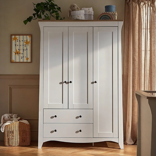 CuddleCo Clara Luxe Triple Wardrobe, White/Ash