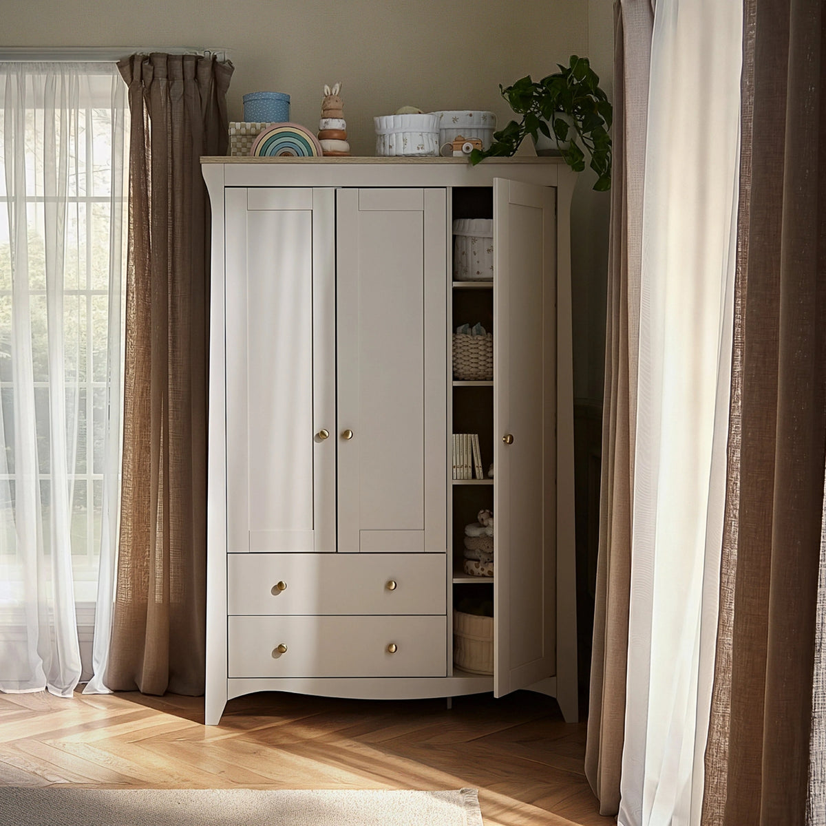 CuddleCo Clara Triple Wardrobe, Cashmere/Ash